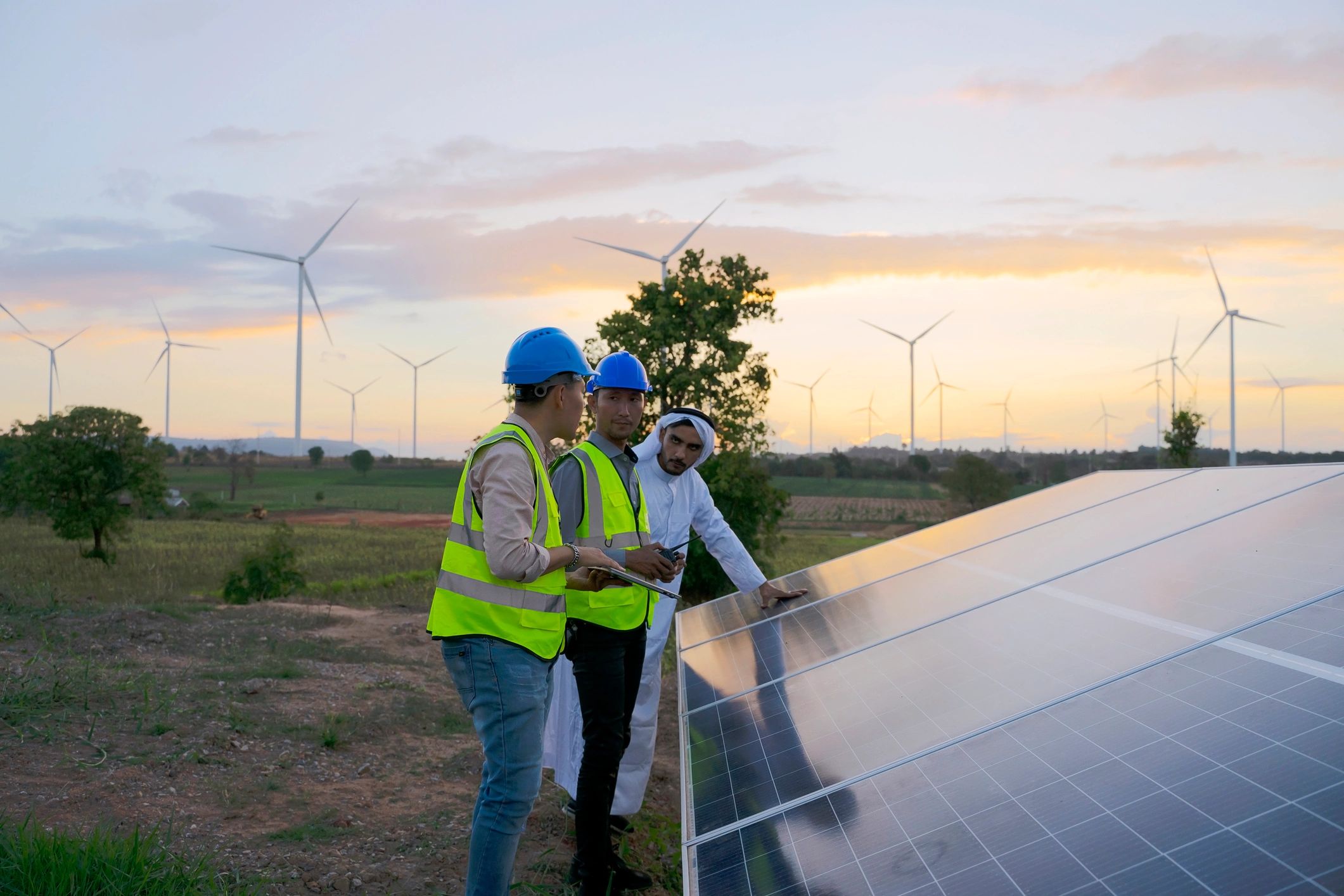 Engineers providing operational support at a wind farm