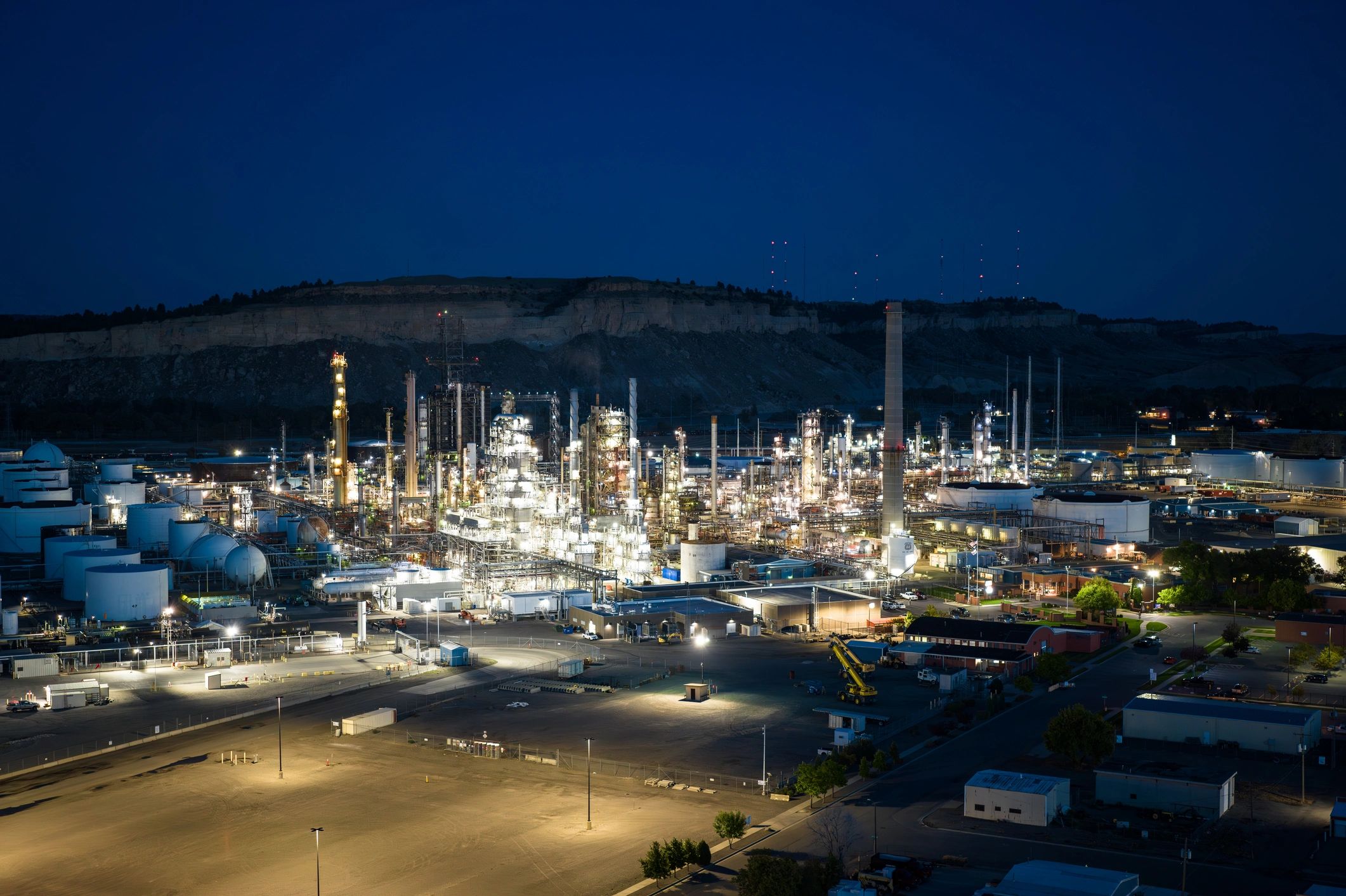 Aerial view of oil refinery facility