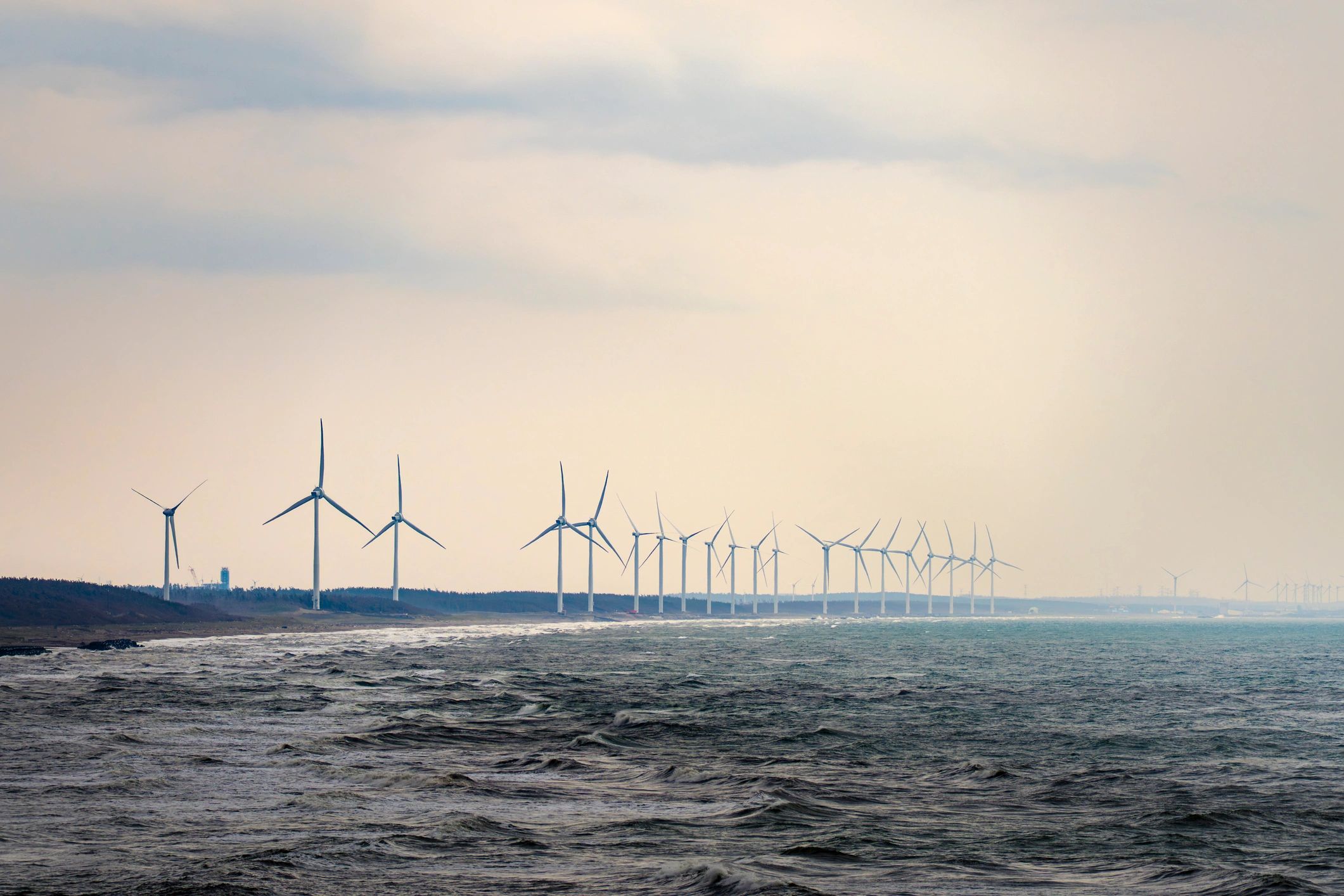 Wind turbine by the coast in Japan