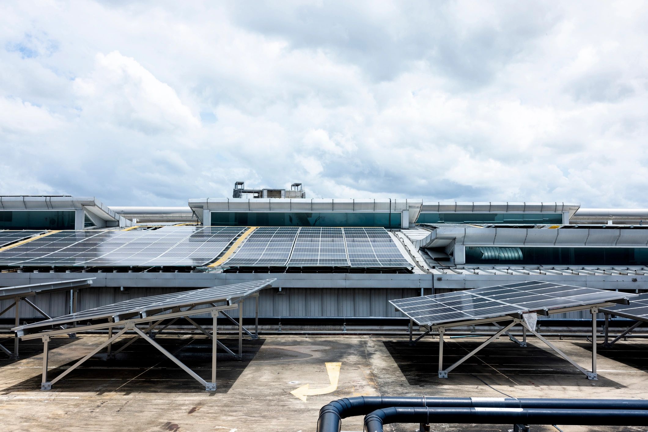 Solar panels mounted on a building