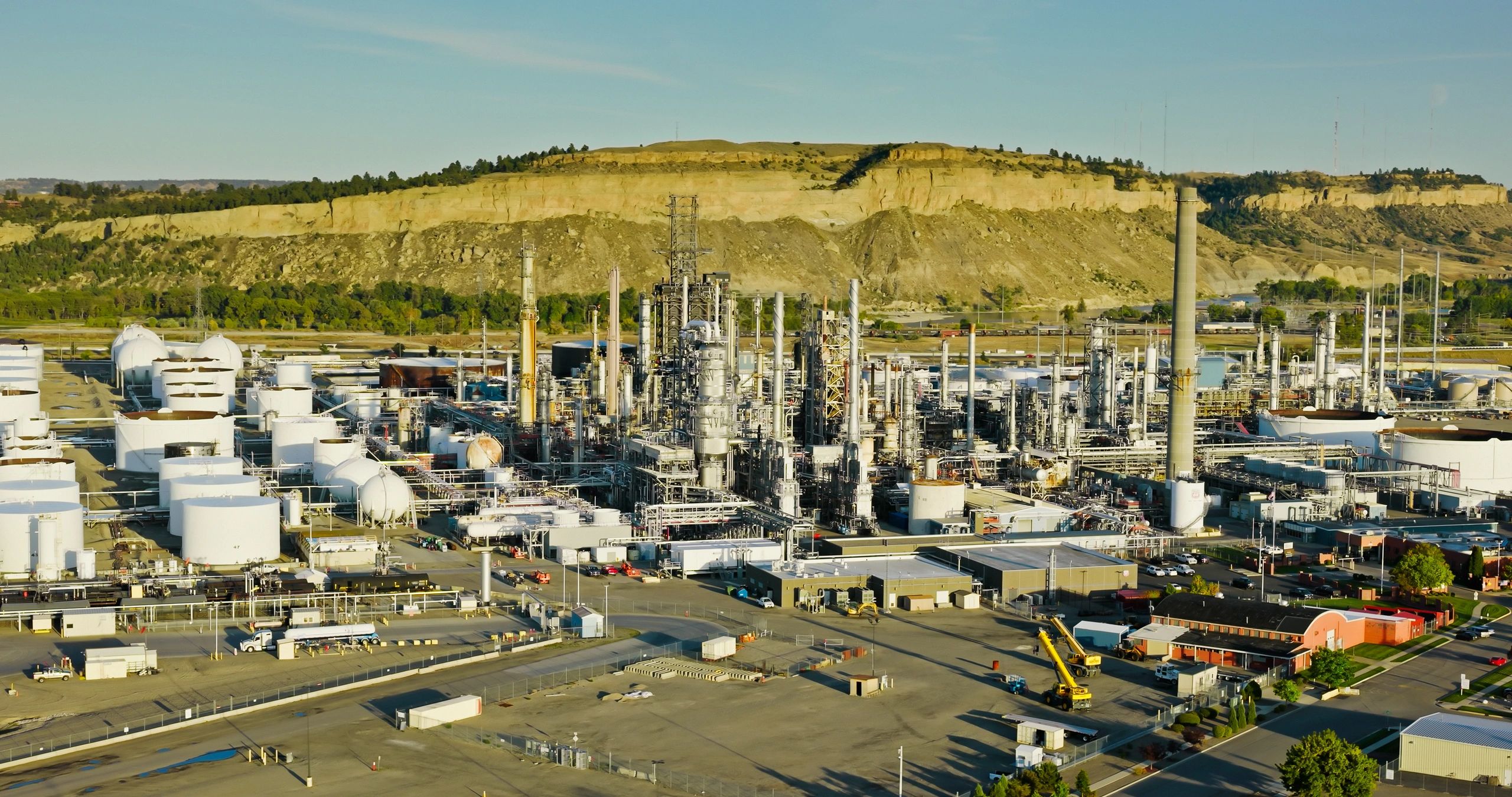 Aerial view of an oil refinery in Billings, Montana